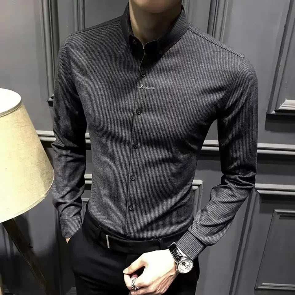 Shirts for Men Business Striped Plain Man Shirt Fashion 2026 with Collar Sale Cheap Things Stylish Hot Aesthetic Regular Brand