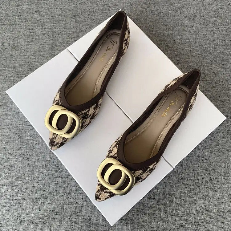 Office Shoes For Women 2025 Ladies Summer Footwear Luxury Leather Casual Formal Pointed Toe Low Heel Elegant Popular Wholesale H