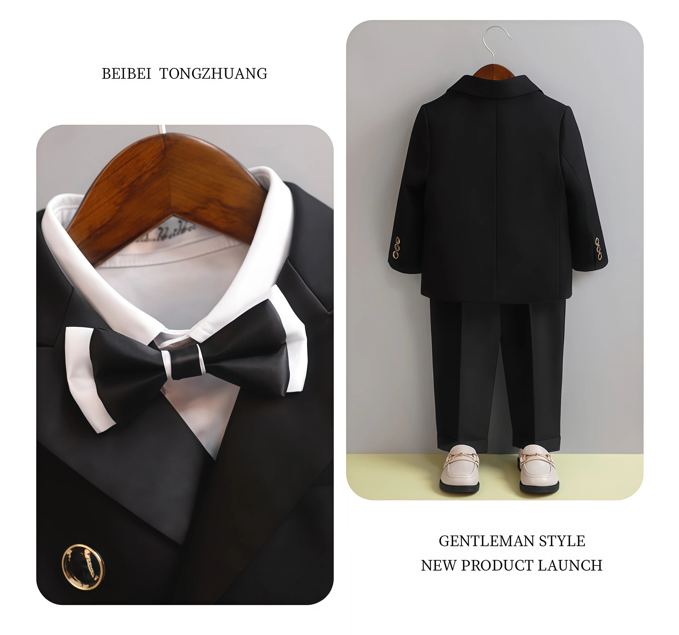 Children Three-Piece White Wedding Suit Kids Jacket Pants Bow Tie For Flower Boys Birthday Tuxedo Party Photograph Formal Outfit