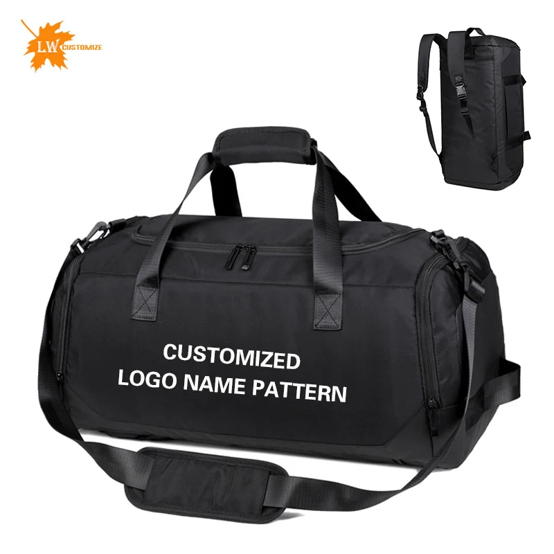 Large capacity travel bag with printed logo name boxing sports storage bag gym bag personalized pattern