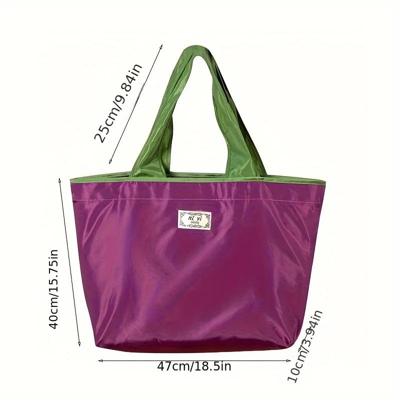 Nylon Supermarket Shopping Bag,Reusable Grocery Bags- Large Capacity Foldable Grocery Tote with Adjustable Shoulder Strap
