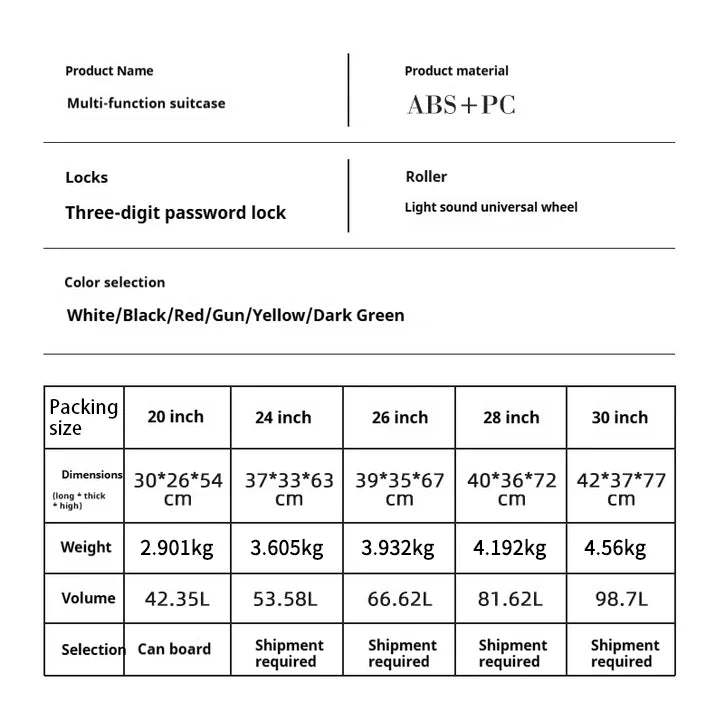 2025 New Suitcase Large Capacity Travel Password Box Registration Box 20/24/26/28/30-inch Trolley Box Men's And Women's Suitcase