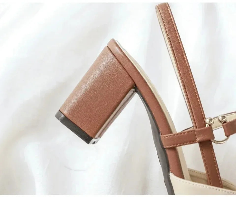 2026 Summer New Shoes for Women Pumps Elegant Chunky High Heels Pointed Toe Solid Ladies Shoes Female Sandals Zapatillas Mujer