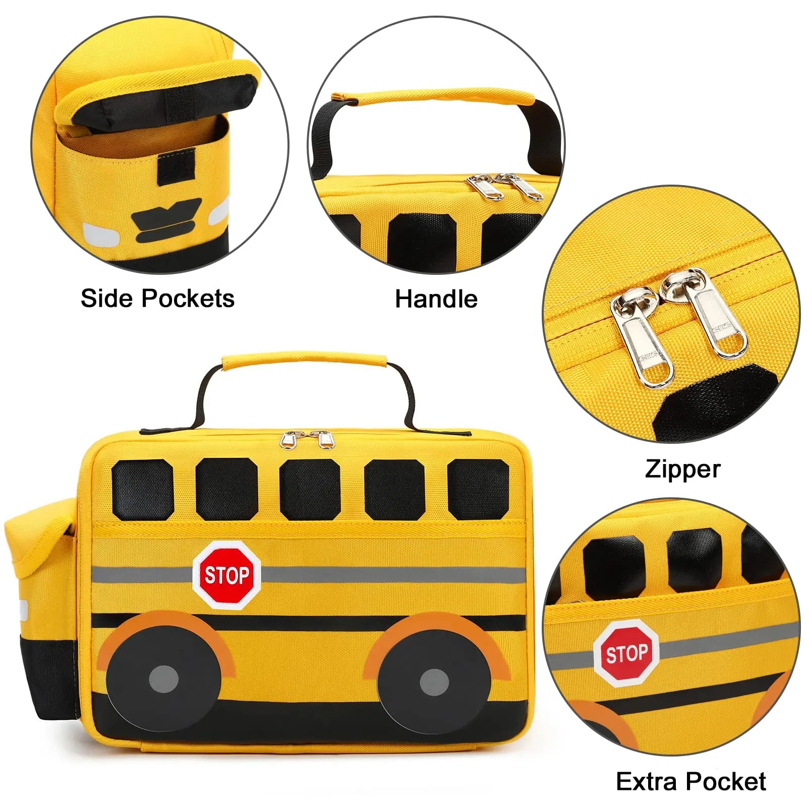 Children's Lunch Bag for Kids Cute 3D Bus Thermal Insulated Small Lunch Box Leakproof Boys Girls Toddler School Tote Bag