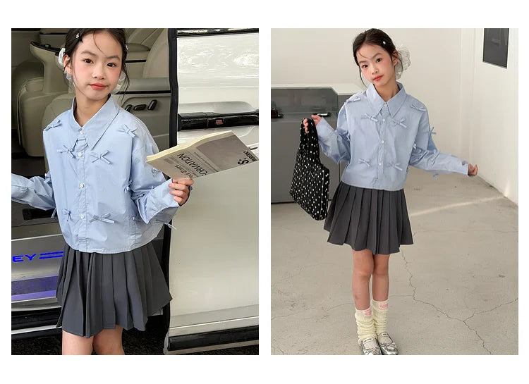 Girls' shirts spring clothes girls' big children's Korean style super beautiful children's clothes girls' unique and beautif