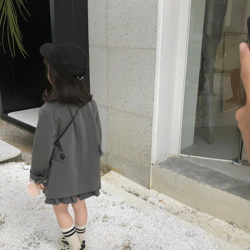 Girls' Suit British Style Noble Long Girls' Suit Plus Skirt 2024 Spring Clothes New Children's Clothing Fashion Casual