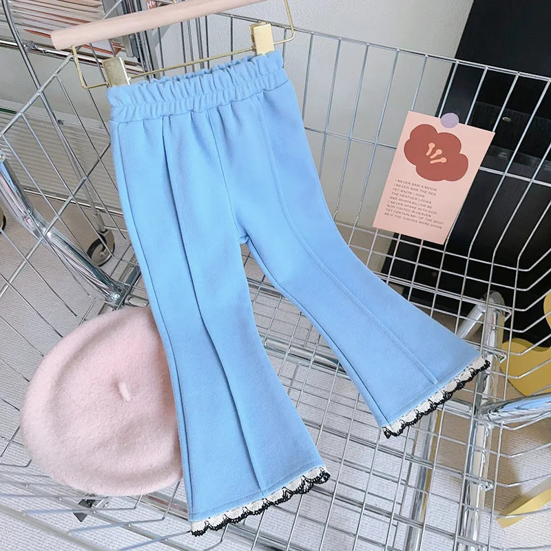 Girls Set 2024 Spring Autumn Girls Treasure Bow Two Piece Set Baby Coat Pants Blue Two Piece Set