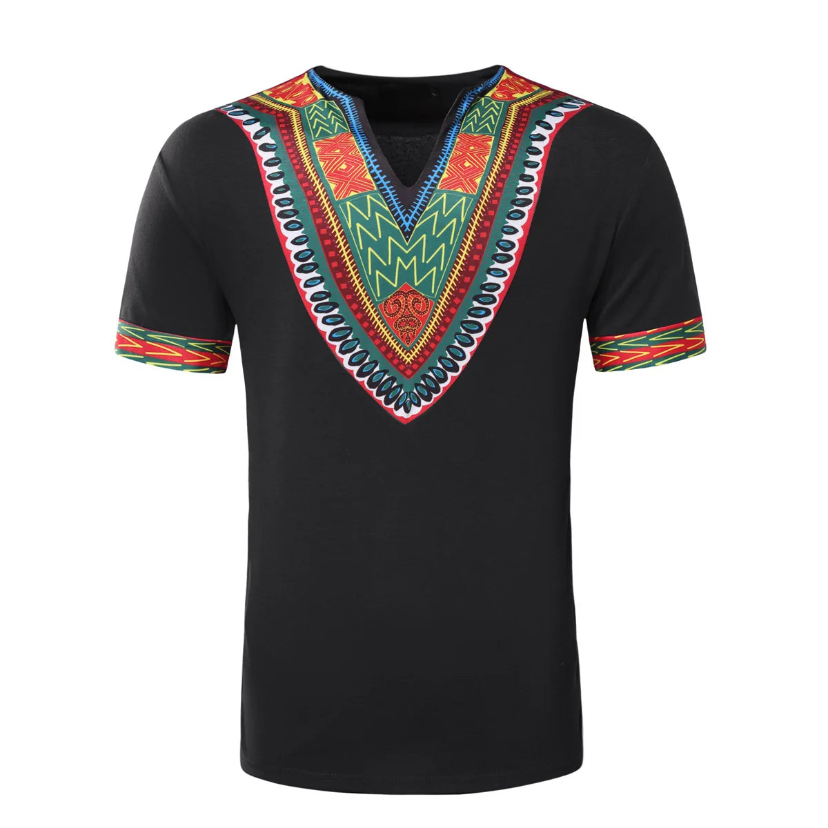 2026 Men's African Traditional Clothing Men Dashiki Short Sleeve T-shirt Fashion V-neck Printed Ethnic Style Casual Tops for Men
