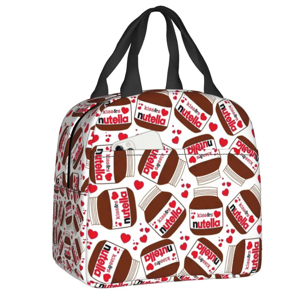 Custom Italy Nutellas Thermal Insulated Lunch Bag Women Portable Lunch Container for Outdoor Picnic Storage Food Box