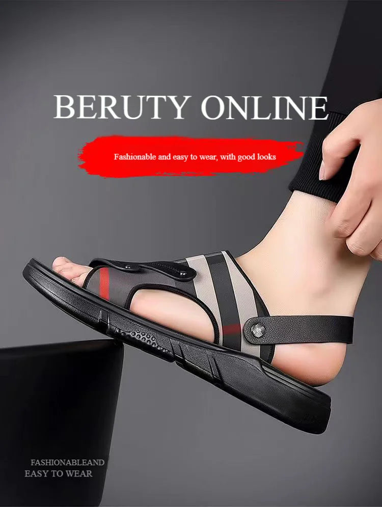 Luxury Men's Sandals - Premium Summer Slide Sandals Anti-Slip Soft Sole Outdoor/Indoor Durable Comfortable Trendy High-End