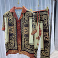Summer new short-sleeved trousers suit men's trend printing fashion versatile casual two-piece set