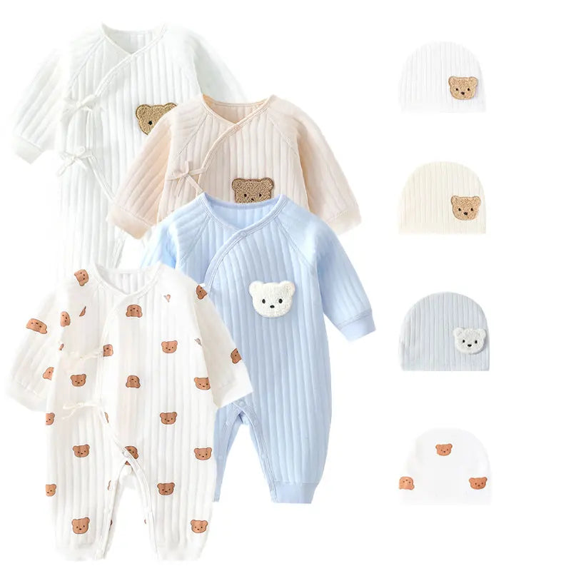 Somenie Boys Girls Bodysuit Newborn Winter Onesie Clothes Cotton Toddler Home Wear  0-6M Thickened Spring and Autumn Clothing