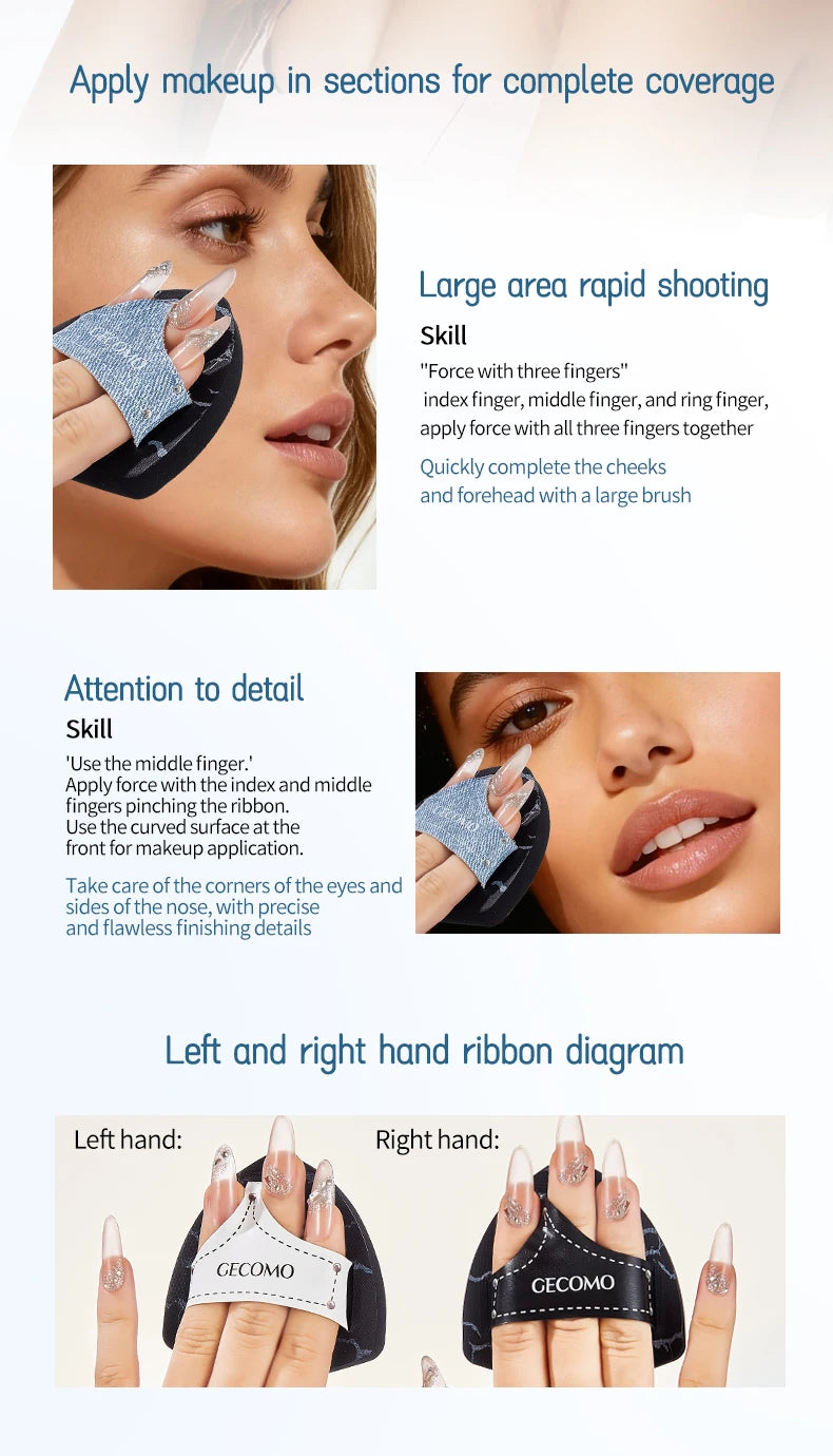 2PCS Denim Makeup Powder Puff Set Soft Skin-Friendly Dry & Wet Dual-Use Sponge Cushion For Liquid Foundation