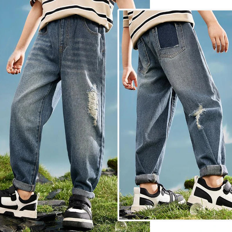 DIIMUU Kids Skinny Jeans Boys Denim Clothing Bottoms Casual Trousers Children Clothes Pants Infant Toddler Garments Jean
