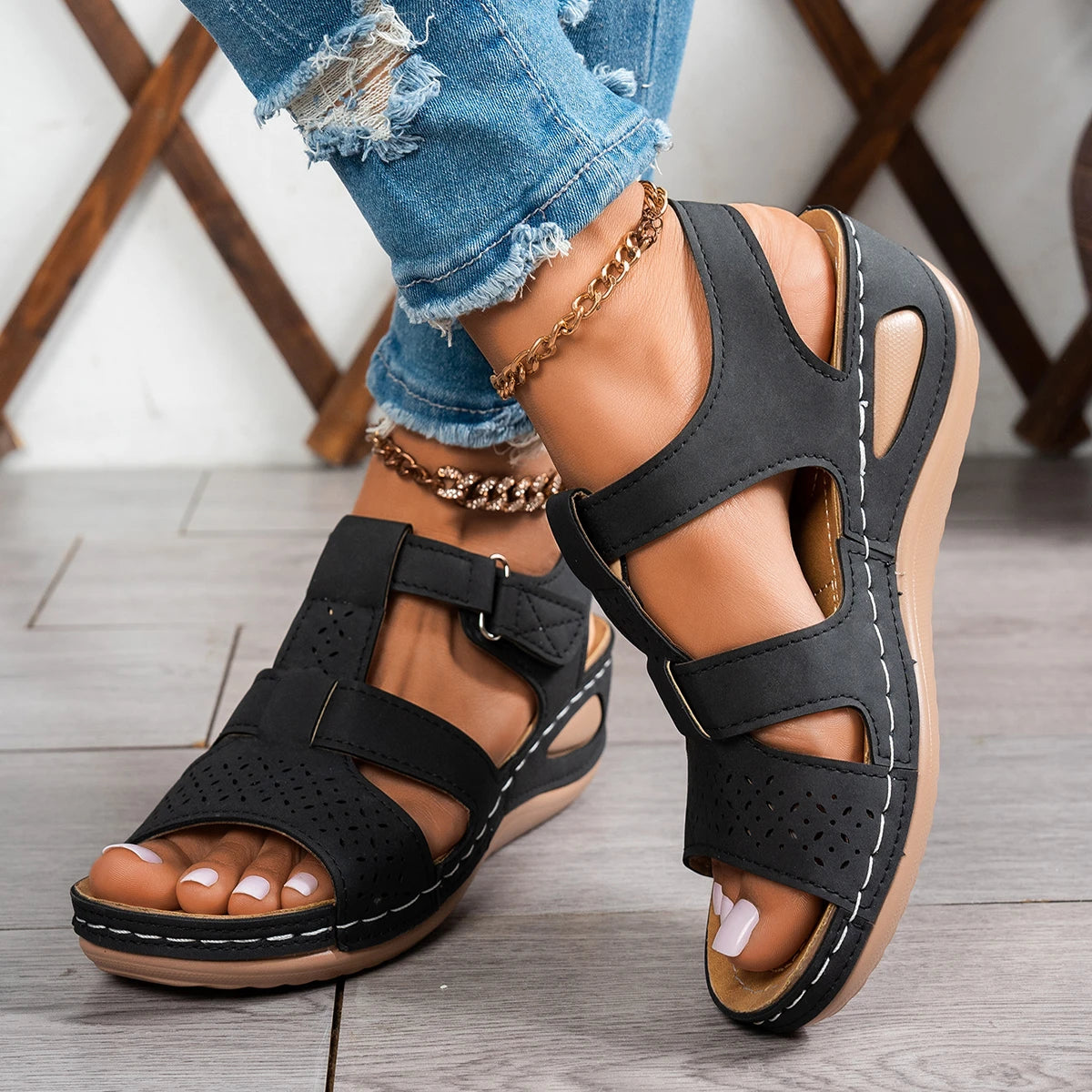 2026 Summer Women Wedge Sandals Premium Orthopedic Open Toe Sandals Vintage Anti-slip Casual Shoes Female Platform Retro Sandals
