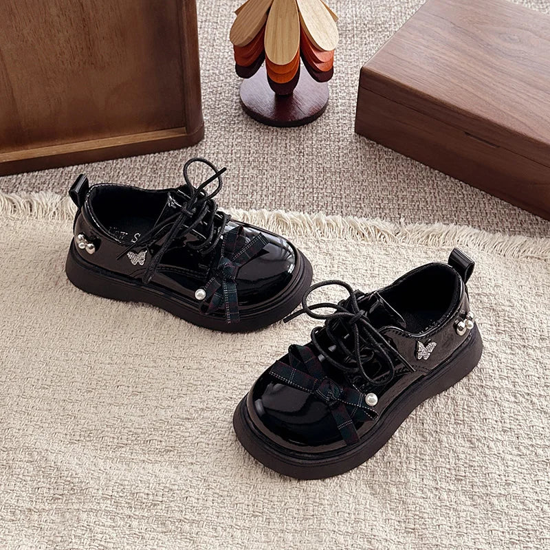 Girl School Perform Shoes Spring Autumn Chic Bow Children Dress Mary Jane Shoes Princess Wedding Party Kids Lolita Leather Shoes