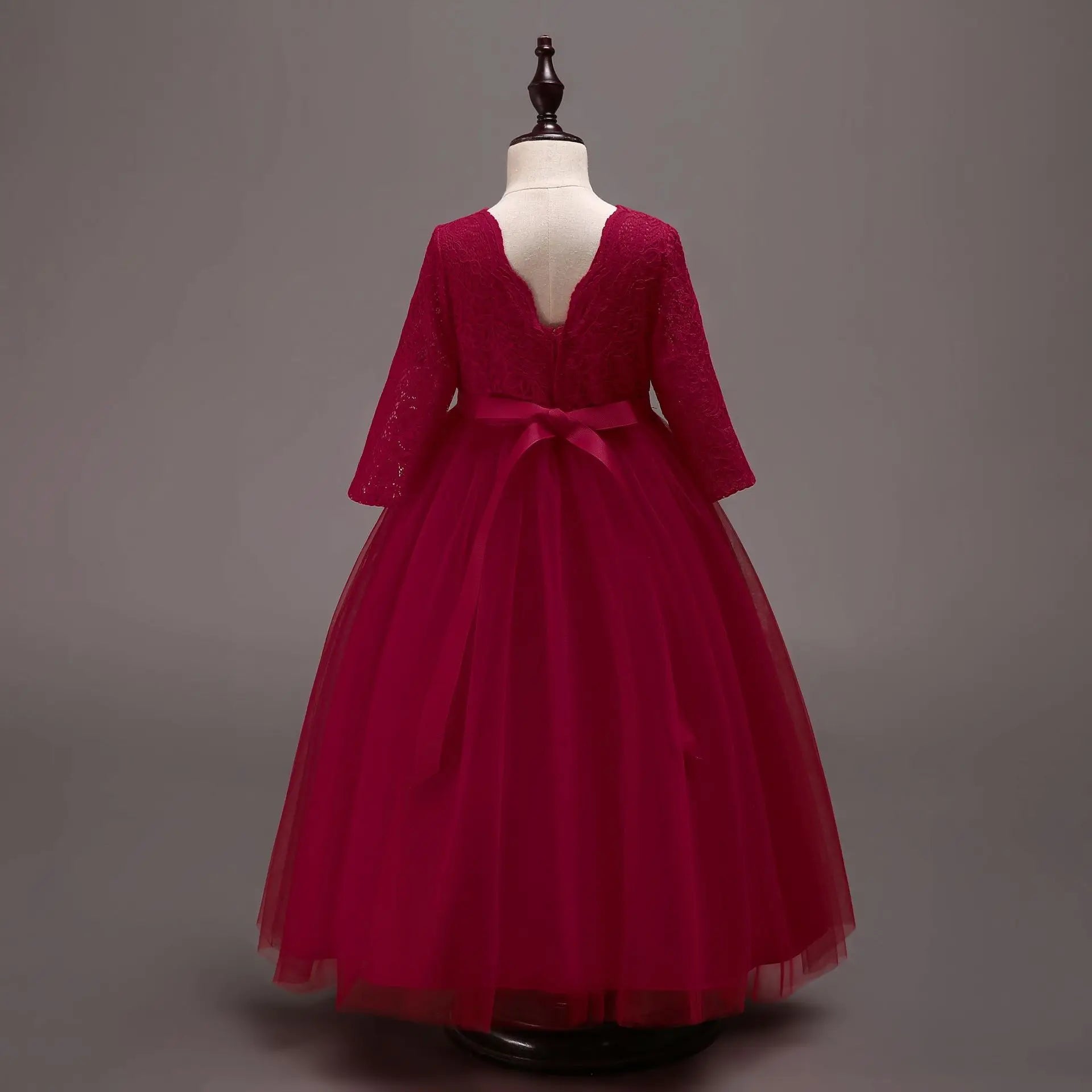 Elegant Dress For Teenage Girl Lace White Long Sleeve Wedding Princess Dresses For Children Prom First Communion Long Puffy Gown