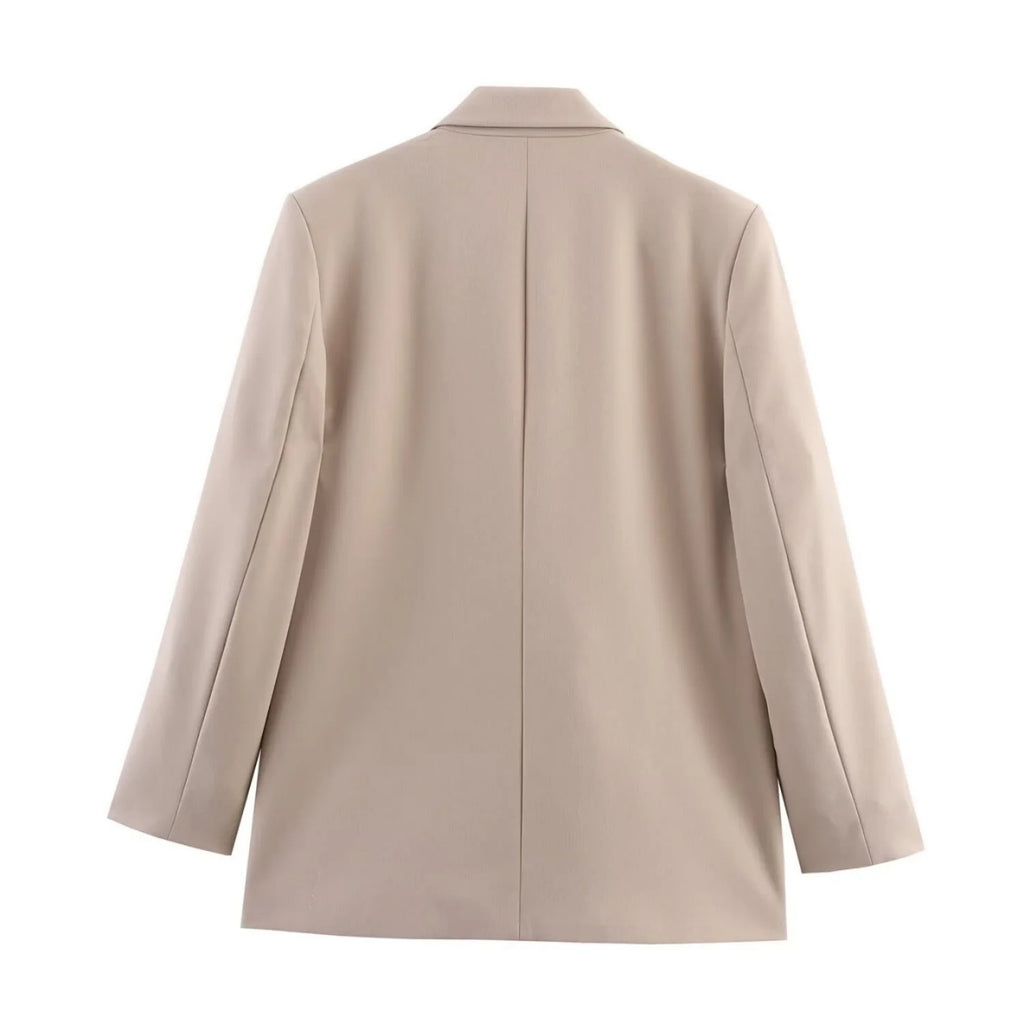 Women Elegant Solid Blazers Female Simple Style Double Breasted Long Sleeved Suit Jackets Casual Office Lady Suit Jackets Tops