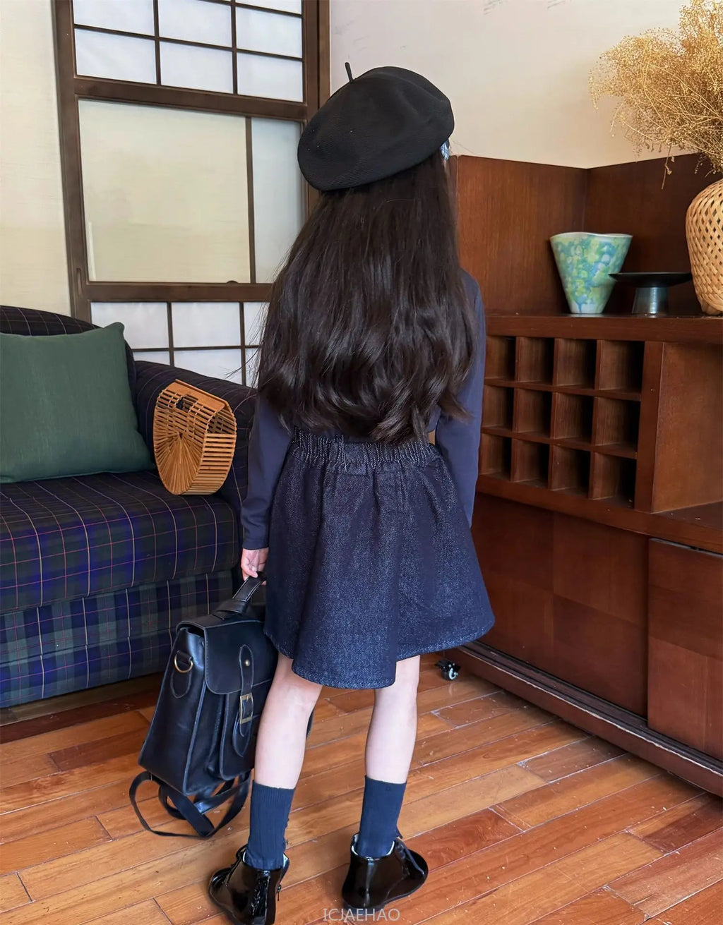Teen Girl Clothes Waist Shell Button Denim Skirt and Top Kids Versatile Casual Outfits Children Costumes Vintage Girls Elastic