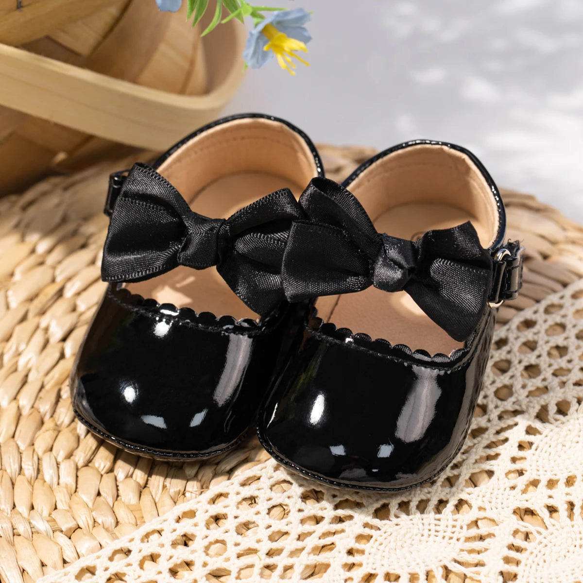 KIDSUN Newborn Baby Girl Shoes PU Leather Bowknot Dress Shoes Infants Rubber Non-Slip Toddler First Walker Baby Shoes Girls