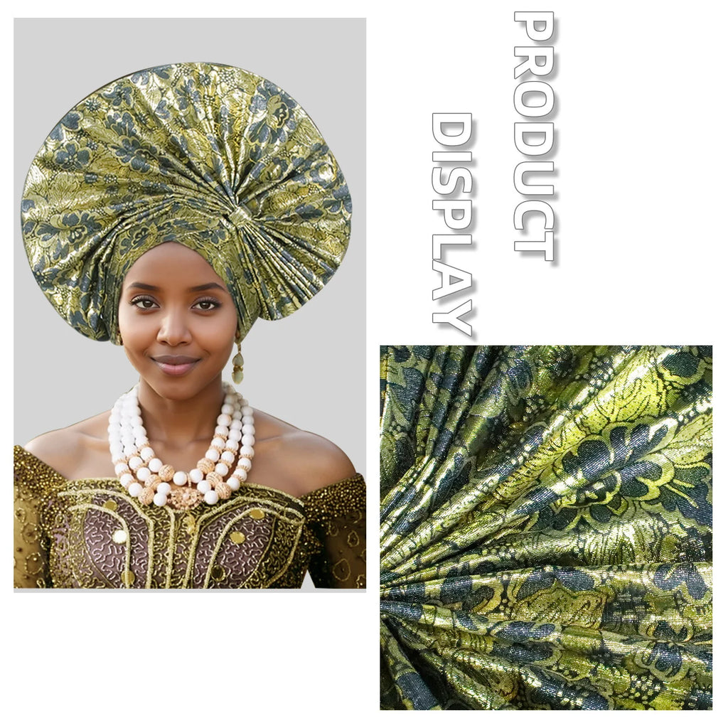 Elegant African Autogele Women's Turban Cap Nigeria Wedding Gele Ready To Wear Headtie Evening Party Headwear African Headtie