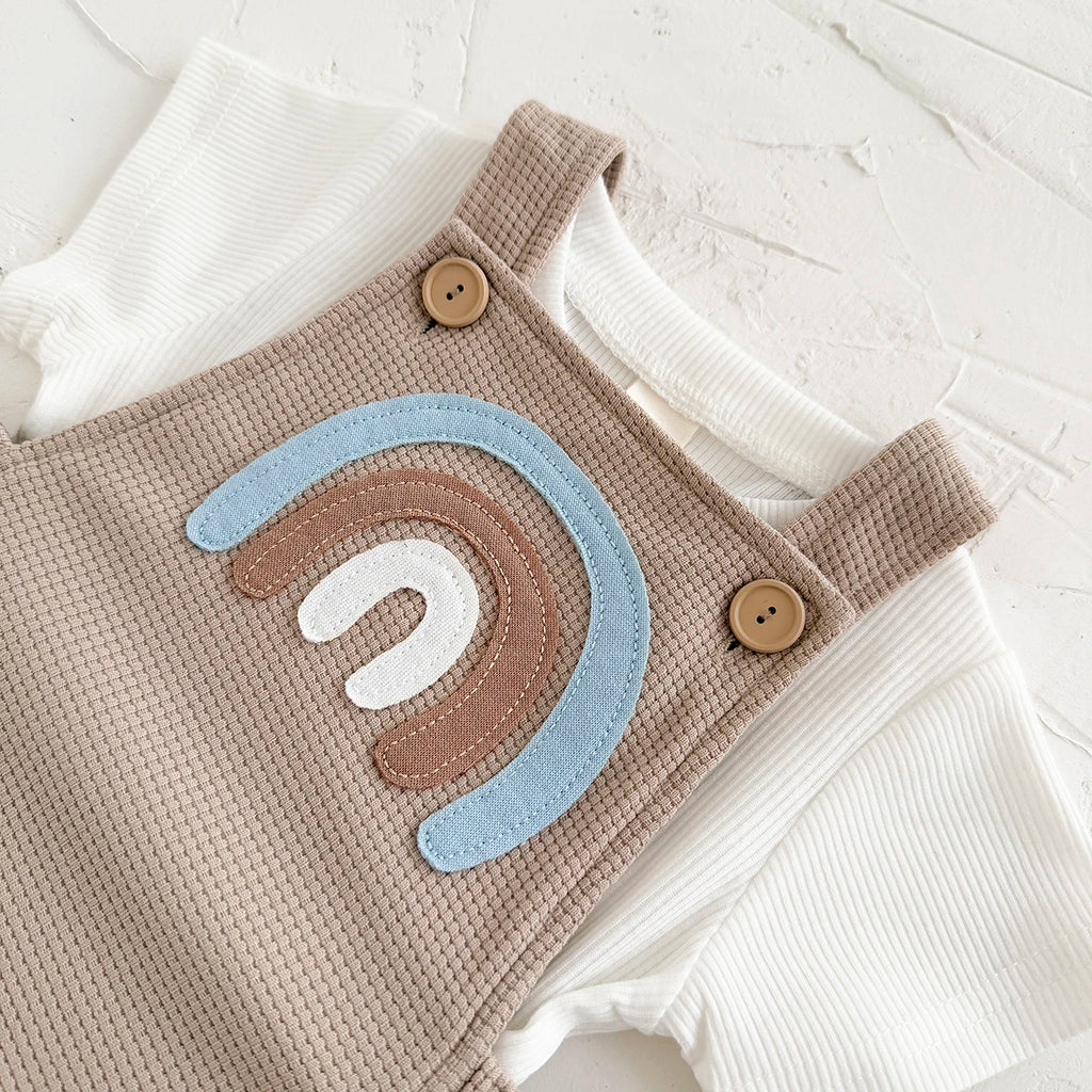 INS Summer Baby Girls Clothes Bear Patchwork Romper Baby Boys Bodysuit Clothes+White T-shirt Newborn 0 to 18 months 2Pcs/Set