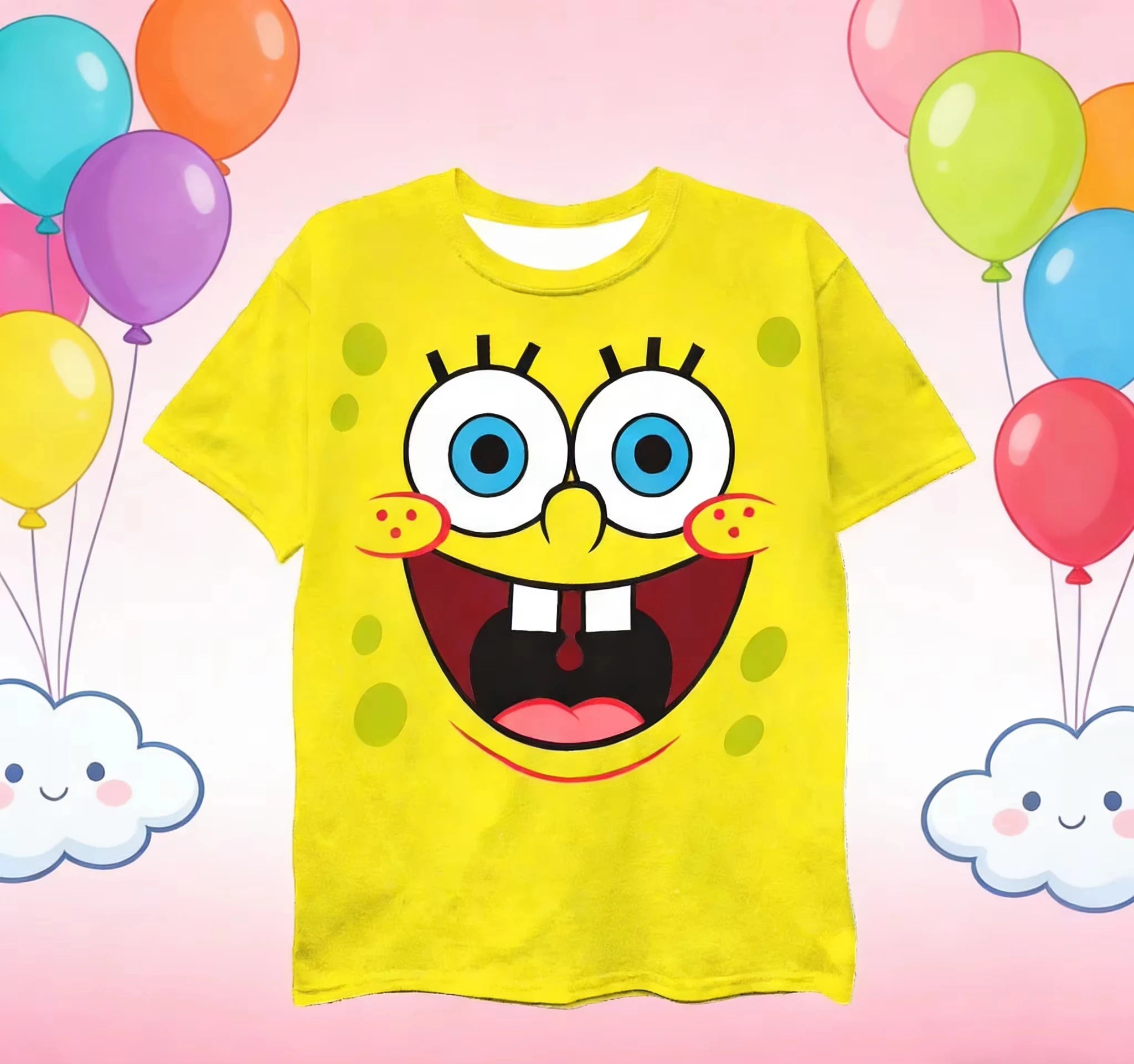 KId fashion SpongeBob SquarePants summer casual tops oversized Men's women's Tshirts Children's adult Parent child T shirts