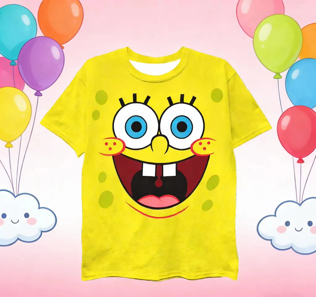 KId fashion SpongeBob SquarePants summer casual tops oversized Men's women's Tshirts Children's adult Parent child T shirts