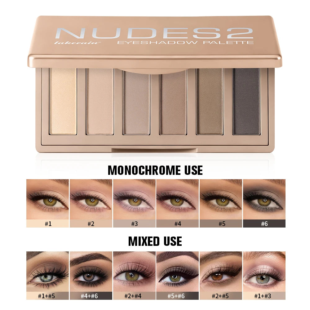 Nudes2 Eyeshadow Palette Rich Pigment Neutral Shades Long-Lasting Eye Makeup Blendable Color Matte Nudes Eyeshadow Palette
