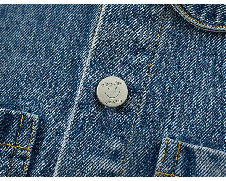 Children Clothing Girls Denim Jacket Spring and Autumn Korean Children Lace Collar Denim Top Cardigan Fashion Cool Girl Coat