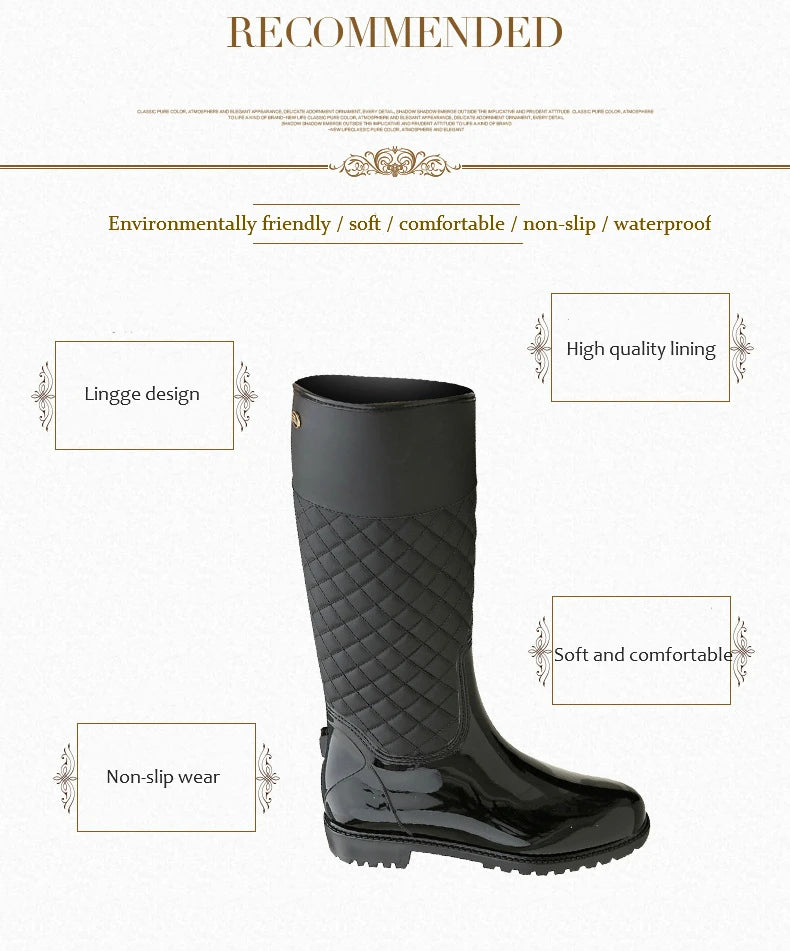 2023 New Women Rain Boots Lady Rain Water Shoes Ourdoor Rainboots  Italianate Pvc Rubber Rainboots Lady Waterproof Shoes
