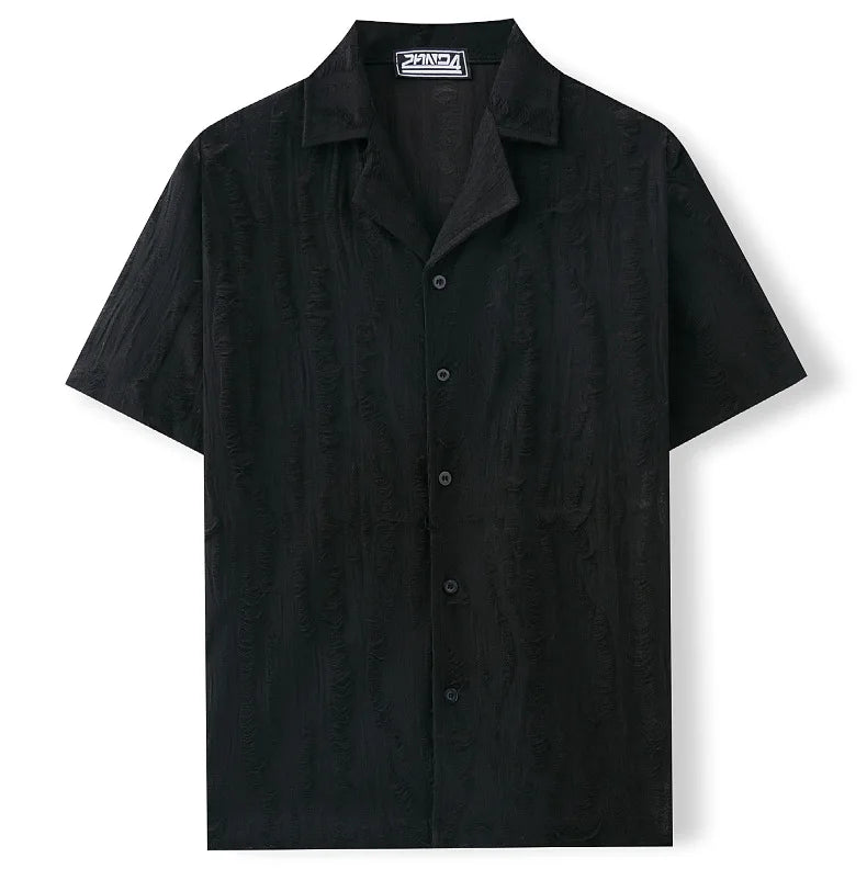 2026 Men's Summer Shirts Top Solid Turn-Down Collar Short Sleeve Shirt for Men Loose Half Sleeved Non Ironing T-shirt Male New