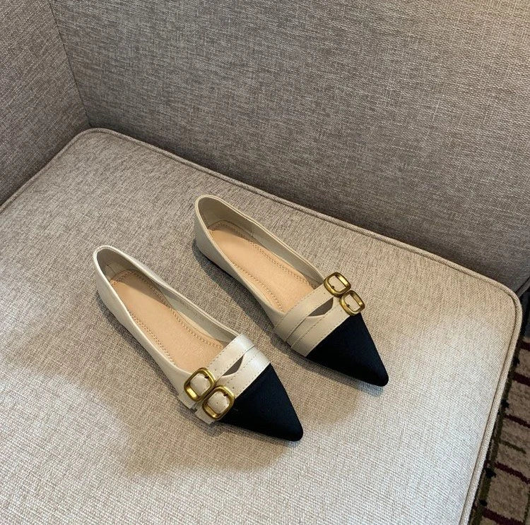 Ladies Summer Footwear Flat Office Black Shoes for Women 2025 Low Heel Elegant Pointed Toe Flats Beau Today High Quality 39 Shoe