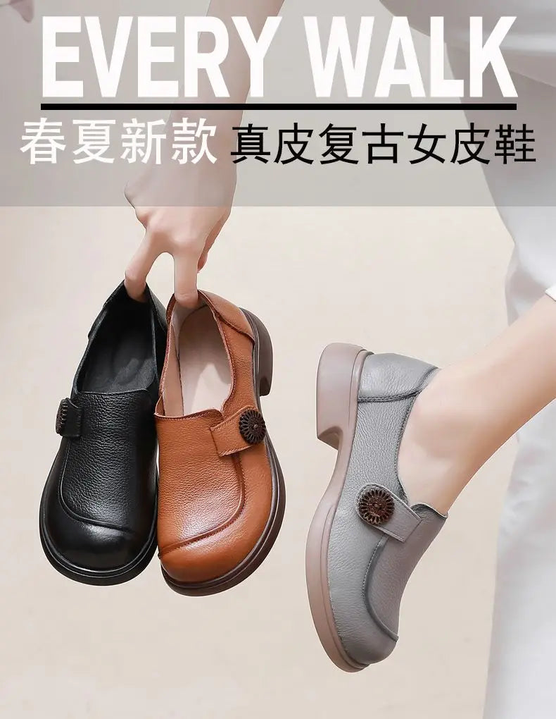 Genuine leather loafers women  comfortable gray shoes low heels luxury ladies court shoes slip on moccasins elegant dress flats