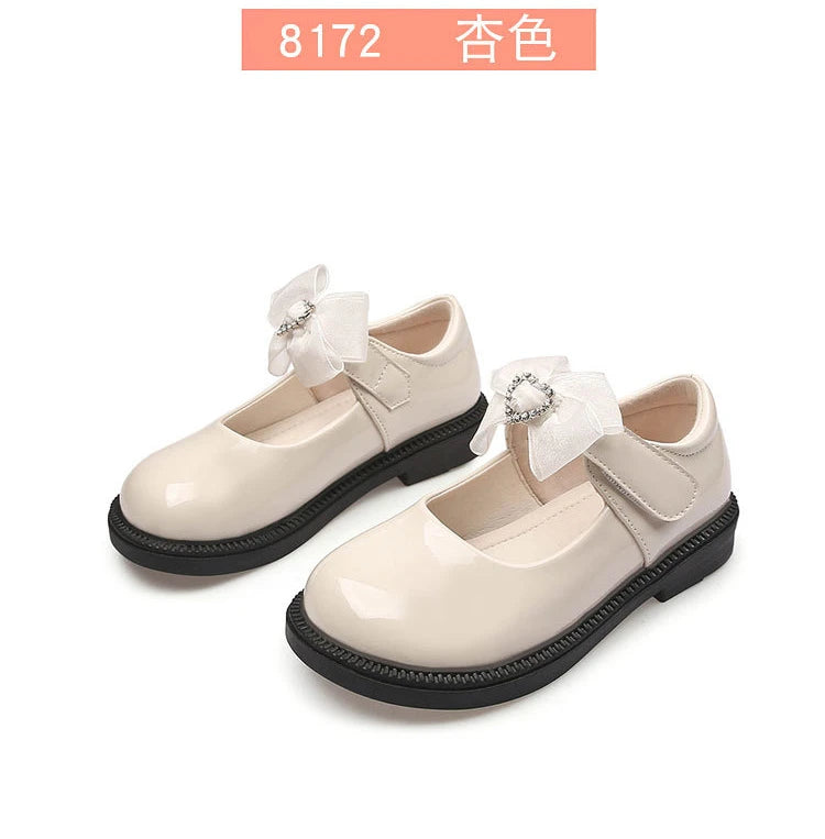 New Girl Leather Shoes Princess Kid Student School Causal Black Versatile Shoes Hook & Loop Children Glossy Mary Jane Autumn Hot
