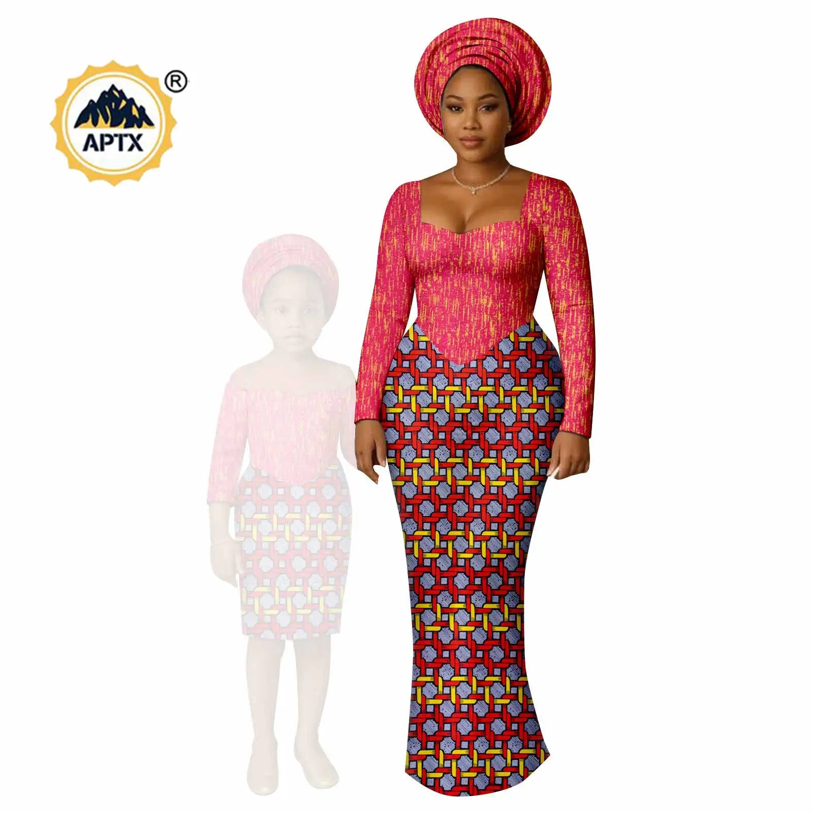 African Print Long Dresses for Women Family Outfits Dashiki Couple Clothes Mom and Daughter Dresses Ankara Outwear 25F029
