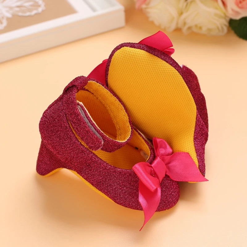 2026 New Infant Newborn Baby Girl High Heels Shoes Princess Bow First Birthday Party Shoes Photo Props Shoes 10CM / 10.5CM