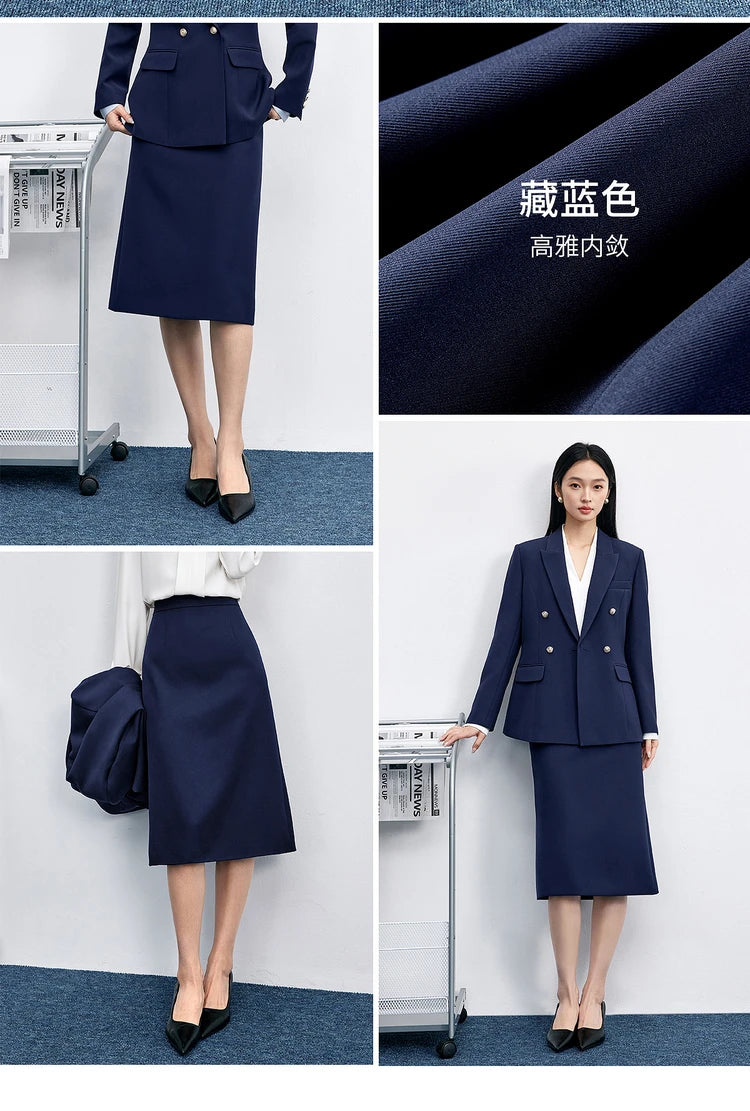 SENTUBILA Office Wear Straight Skirt 2026 Autumn New Arrival Slit Midi Skirt Elegant Office Lady Clothing 153QF2300