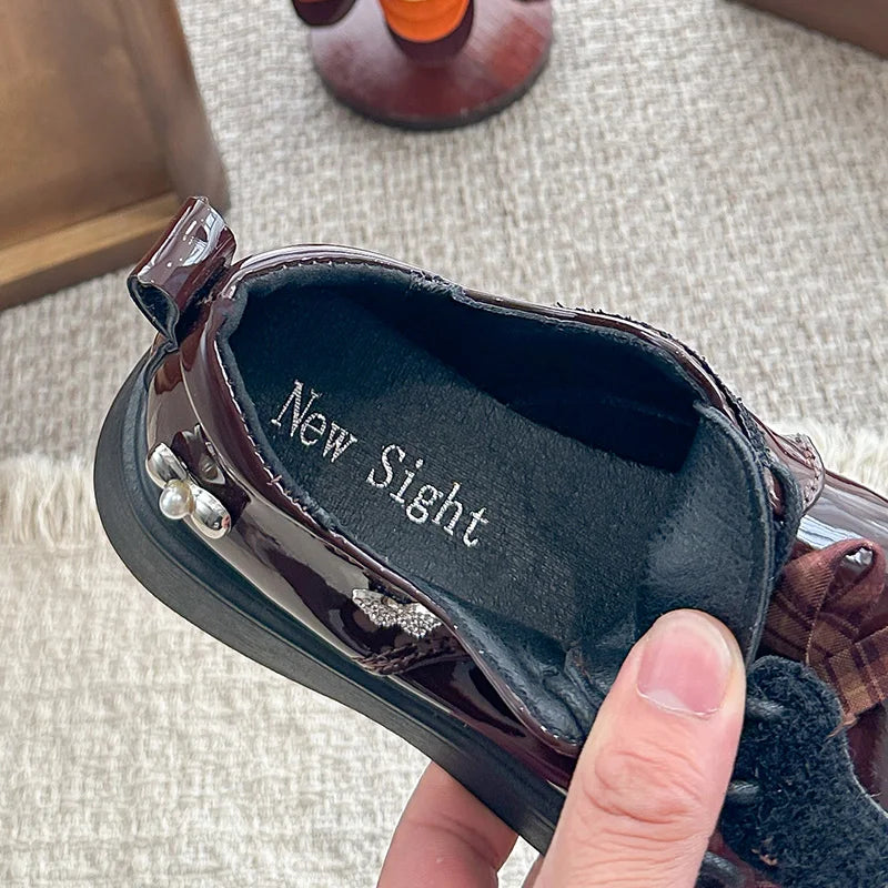 Girl School Perform Shoes Spring Autumn Chic Bow Children Dress Mary Jane Shoes Princess Wedding Party Kids Lolita Leather Shoes