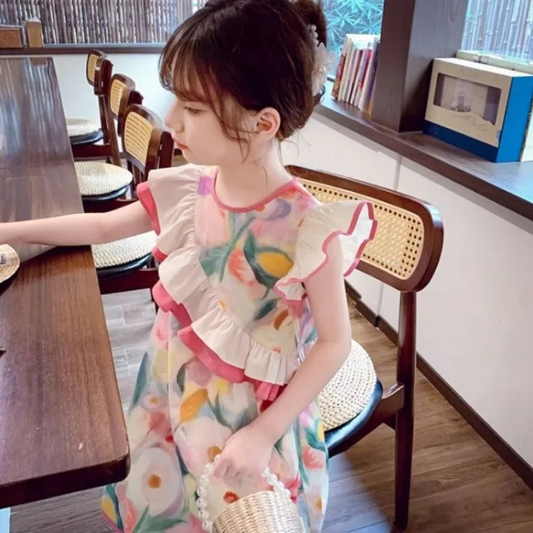 Summer Children's Vest Dress Girl Clothing Kid Pink Puffy Girls Kids 8 12 Years Kid's Clothes From 7 Elegant Dresses Beautiful 9
