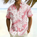 Men's Floral Print Lapel Short Sleeve Button up Shirt Street Fashion Comfortable Soft Fabric for Social Parties