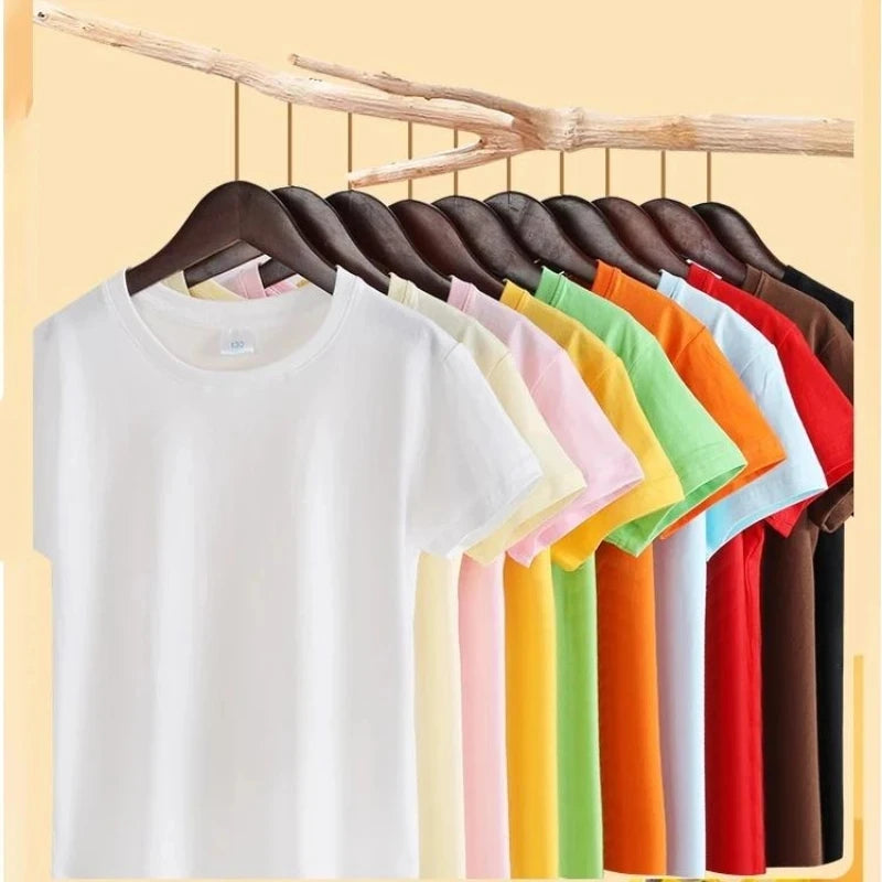 Boys T-shirts 2026 Summer Tops for Kids Short-sleeve Girls Tees Candy Color Children Shirts Cotton Teenager School Outfits