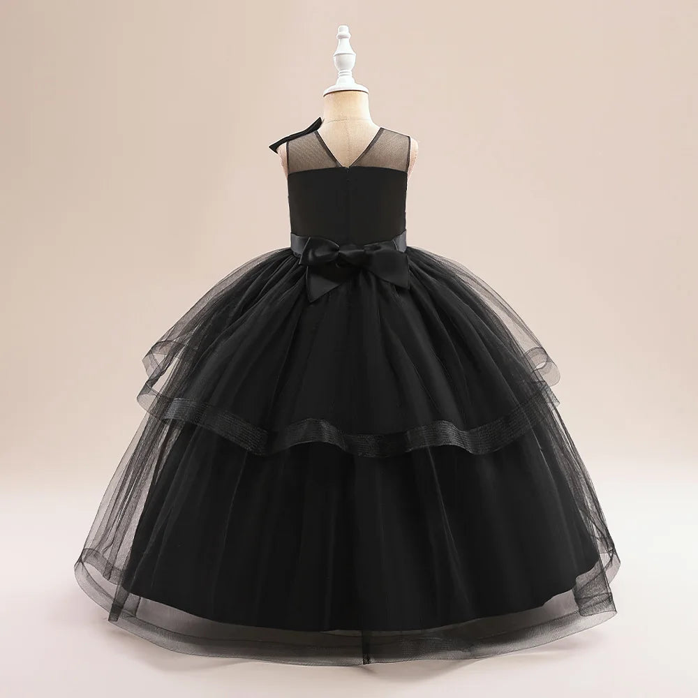 Teens Christmas Party Dresses For Girls White Bridesmaid Prom Gown Tulle Pageant Formal Wedding Evening Dress Children Costume