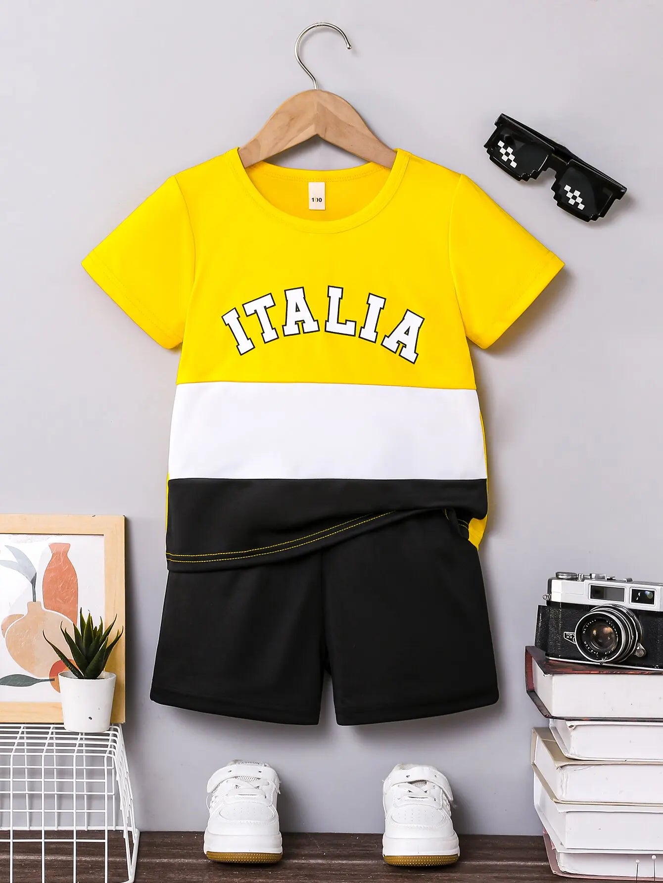 2026 New Summer Boys Casual Outfit - Color Block Short Sleeve Tee & Shorts Set, Perfect for Boys Aged 3-12