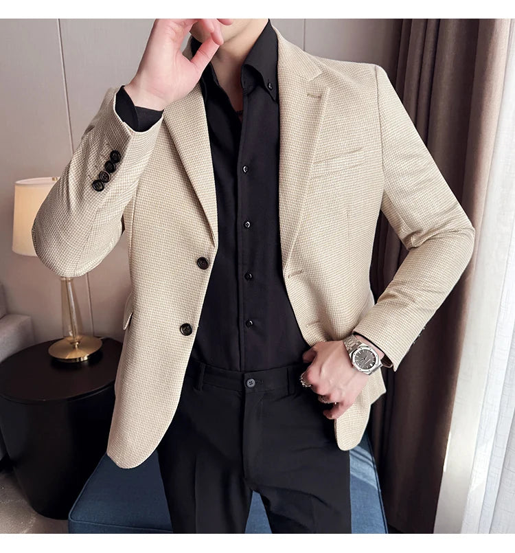 Men Suit Jacket Blazer Hombre High-quality Fashionable and Elegant Men Business Slim Fit Suit Jacket Social Party Formal Jacket