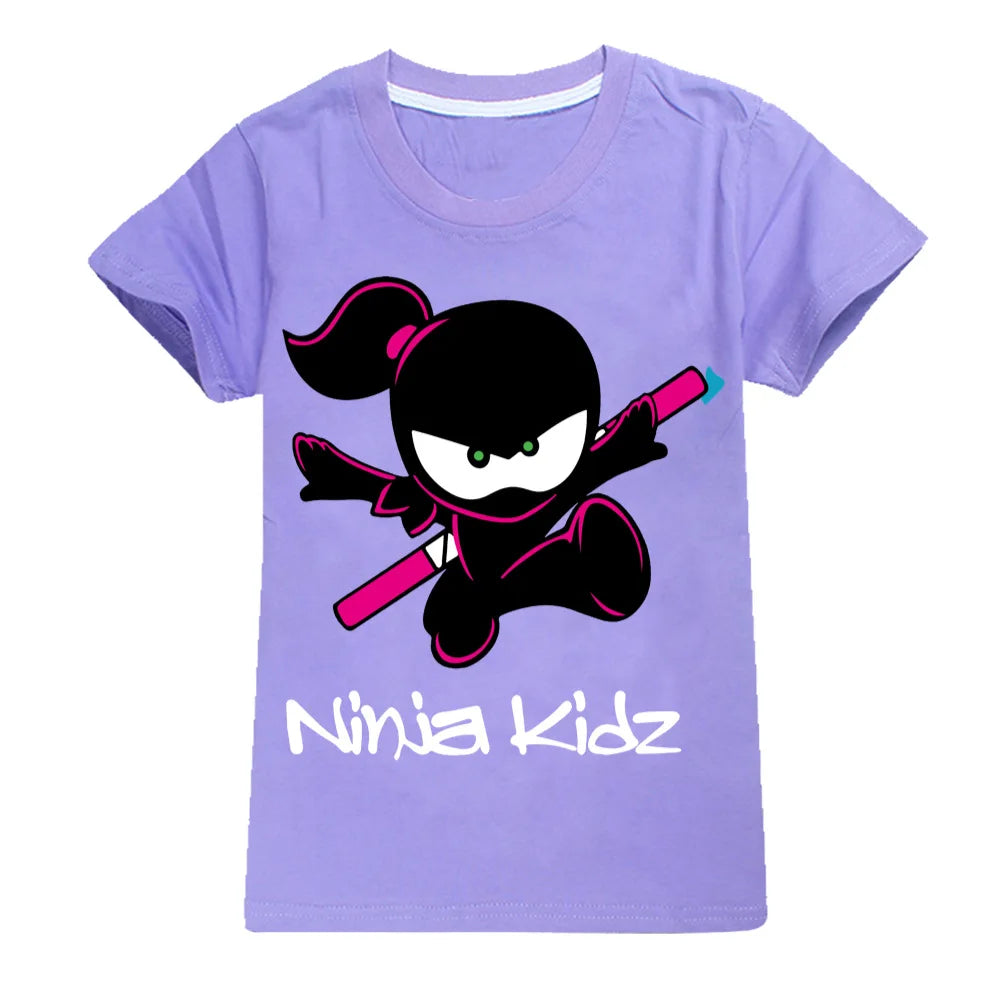 Ninja Kidz Baby Kids Summer Cotton Short-Sleeved T-shirts Children Sweatshirt Cartoon Teenager Tops Boys Girls Tees Clothing
