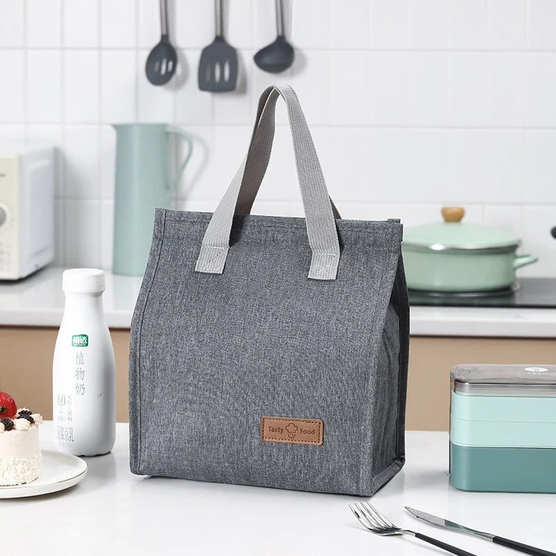 Lunch Bag Thermal Insulation Lunch Box Storage Handbag Solid Color Multifunctional Kid School Lunch Bags Picnic Food Pouch New