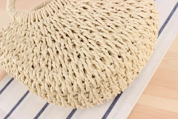 Ladies Beach Holiday Retro Woven Shoulder Bag Women Summer Woven Simple Handbag Female Casual Beach Portable Crossbody Bags Lady