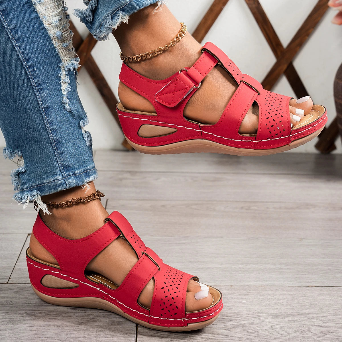 2026 Summer Women Wedge Sandals Premium Orthopedic Open Toe Sandals Vintage Anti-slip Casual Shoes Female Platform Retro Sandals