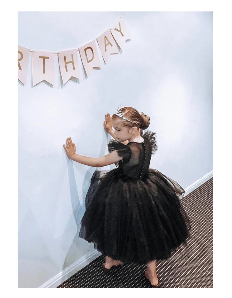 Teenage Girls Dress Children's Clothing Party Elegant Princess Long Tulle Baby Girls Kids Lace Wedding Ceremony Dresses